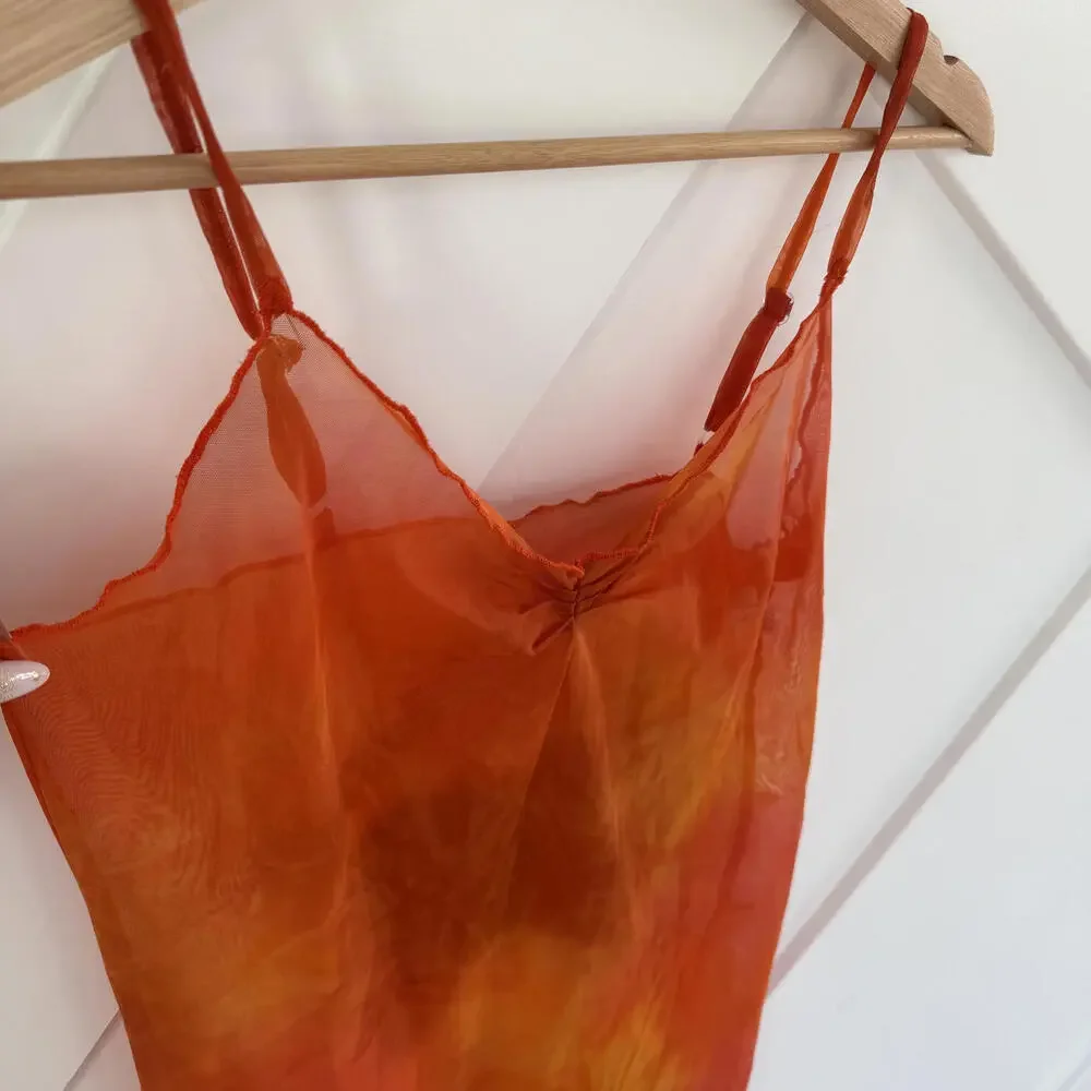 Vintage Y2K Victoria's Secret Orange Sheer Slip Dress XS